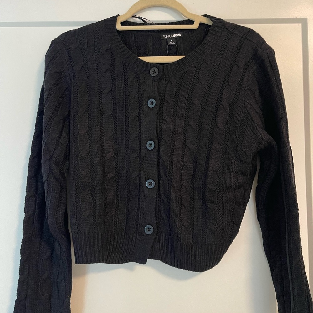 Fashion Nova Black Cable Knit Sweater